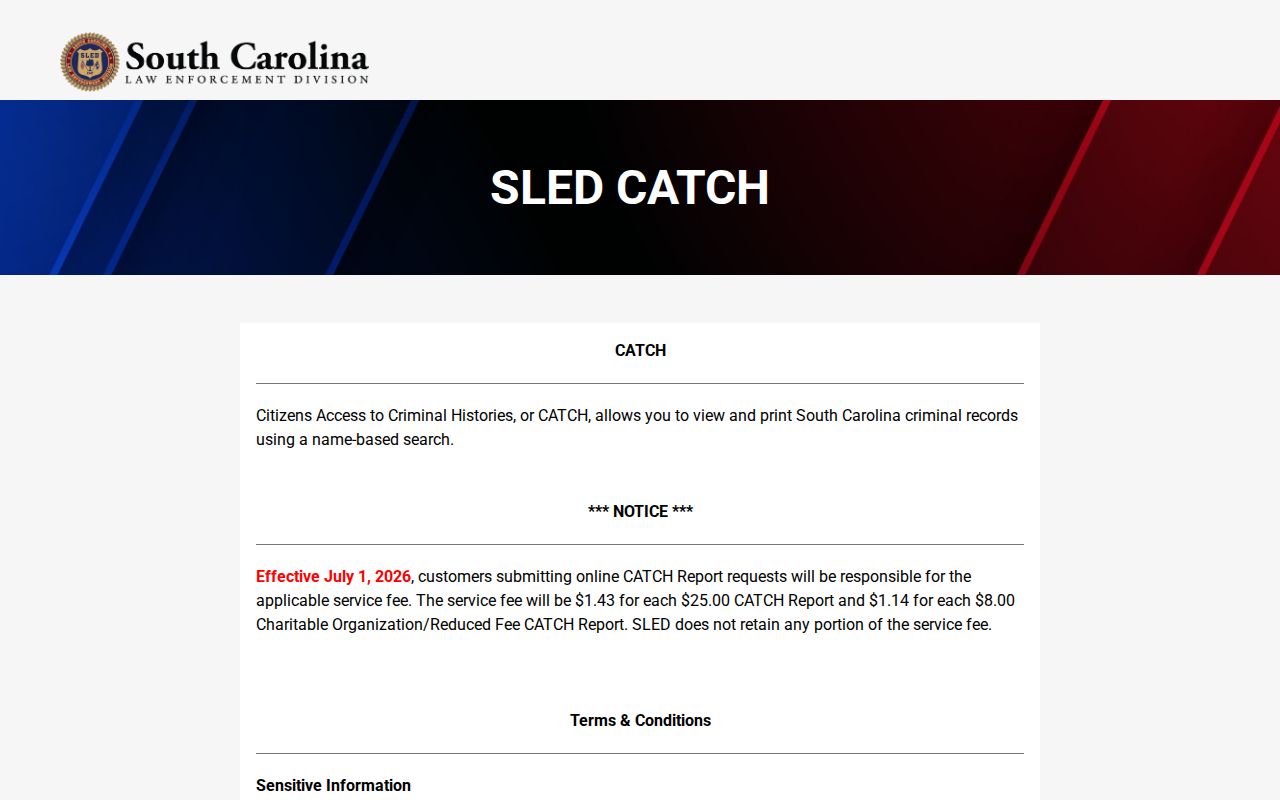 Beaufort County active warrant search comparison with the SLED CATCH criminal history portal
