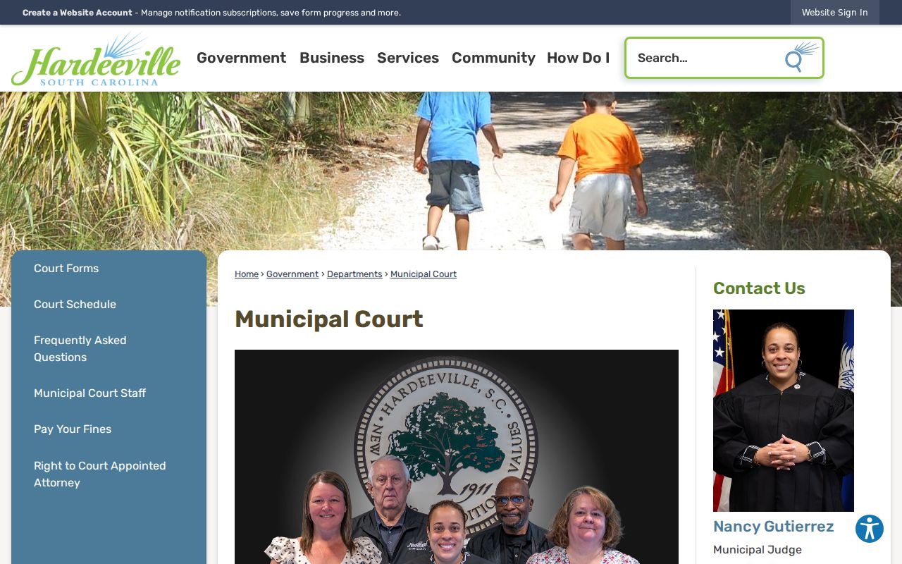 Hardeeville Municipal Court profile with judge availability and Spanish court schedule